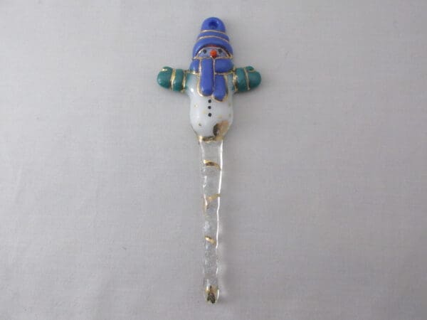 Large Snowman Ornament- Cobalt Blue/Teal - Image 2