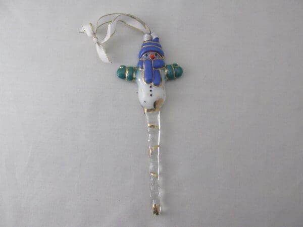 Large Snowman Ornament- Cobalt Blue/Teal - Image 3