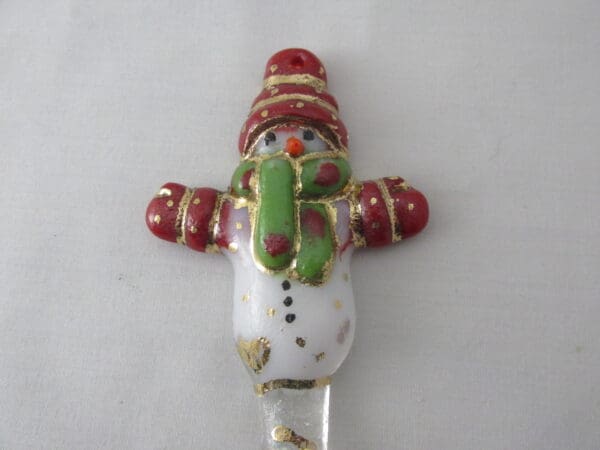 Large Snowman Ornament- Red/Peapod Green