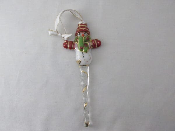 Large Snowman Ornament- Red/Peapod Green - Image 2