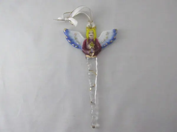 Angel Ornament - Blond Hair, Blue Wings - Image 3