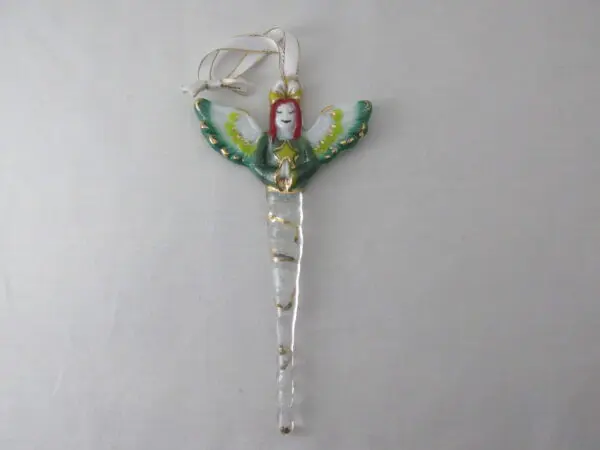 Angel Ornament - Red Hair, Green Wings - Image 2