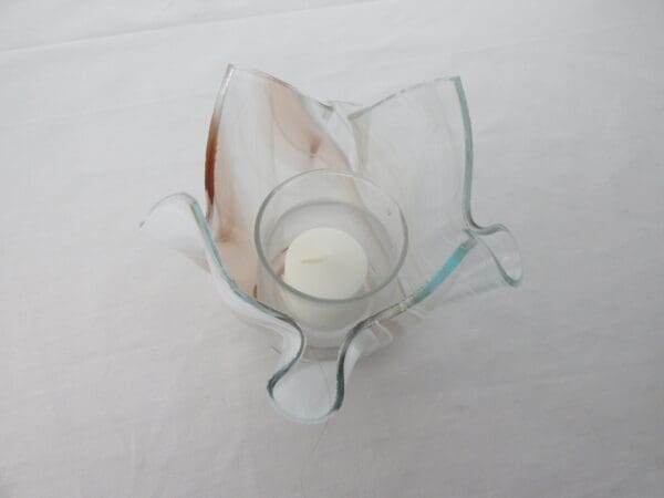 Champagne Pink & White Streaky Tall Votive Holder - Image 2