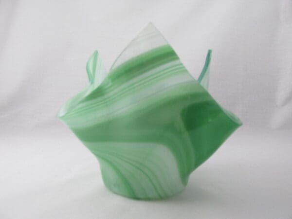 Dk Green & White Baroque Lotus Votive Holder