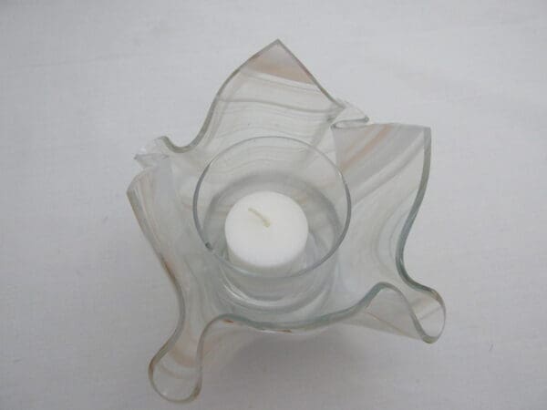 Champagne Pink & White Baroque Lotus Votive Holder - Image 3