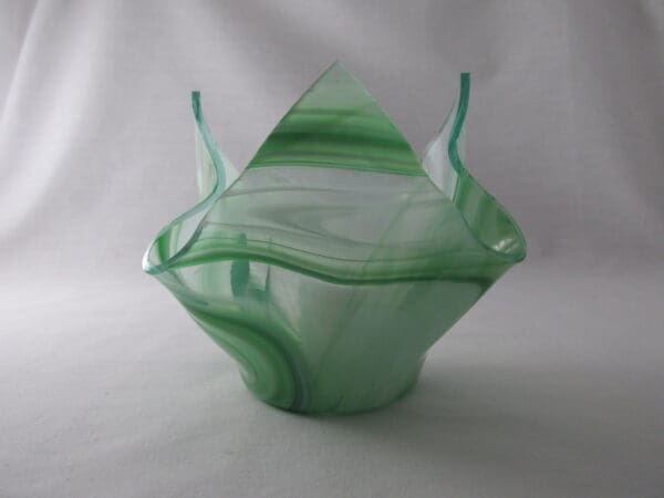 Dk Green & White Baroque Lotus Votive Holder