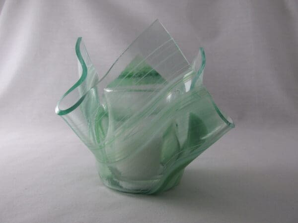 Dk Green & White Baroque Lotus Votive Holder - Image 2