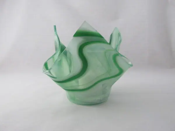 Dk Green & White Baroque Lotus Votive Holder