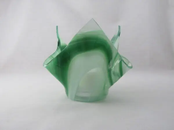 Dk Green & White Baroque Lotus Votive Holder - Image 3