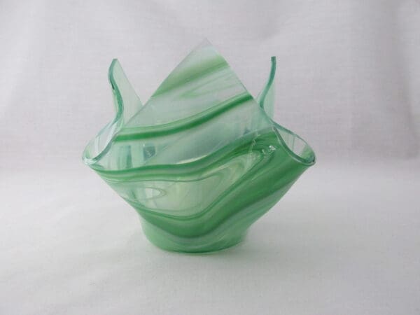 Dk Green & White Baroque Lotus Votive Holder