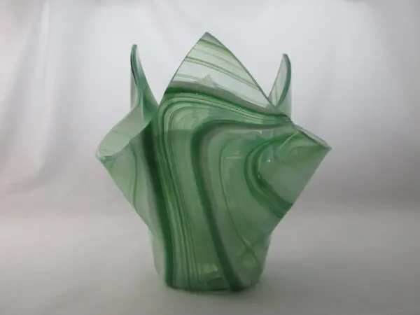 Dk Green & White Baroque Tall Votive Holder