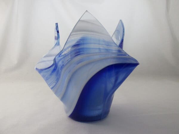 Blue & White Streaky Baroque Tall Votive Holder