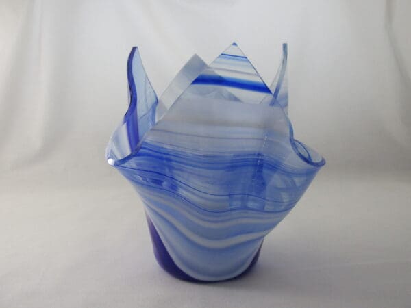 Blue & White Streaky Baroque Tall Votive Holder - Image 4