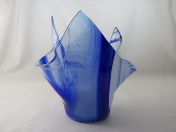 Blue & White Streaky Baroque Tall Votive Holder - Image 3