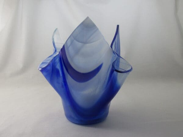 Blue & White Streaky Baroque Tall Votive Holder - Image 2