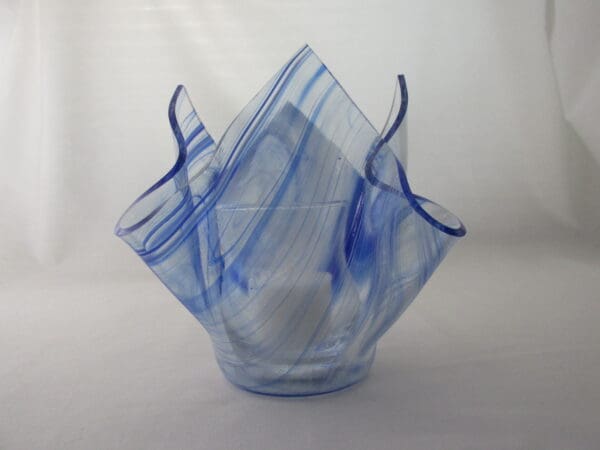 Blue & White Streaky Baroque Tall Votive Holder