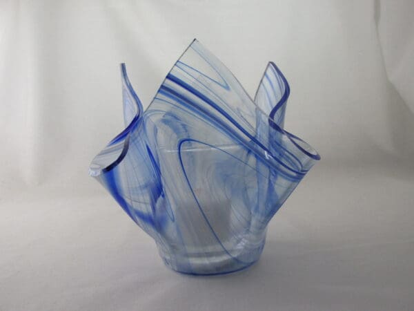 Blue & White Streaky Baroque Tall Votive Holder - Image 3