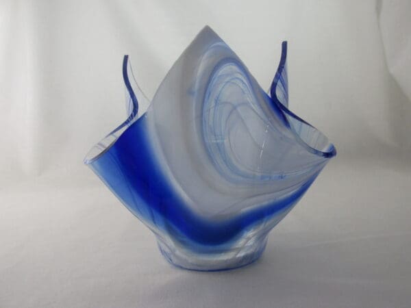 Blue & White Streaky Baroque Tall Votive Holder - Image 2