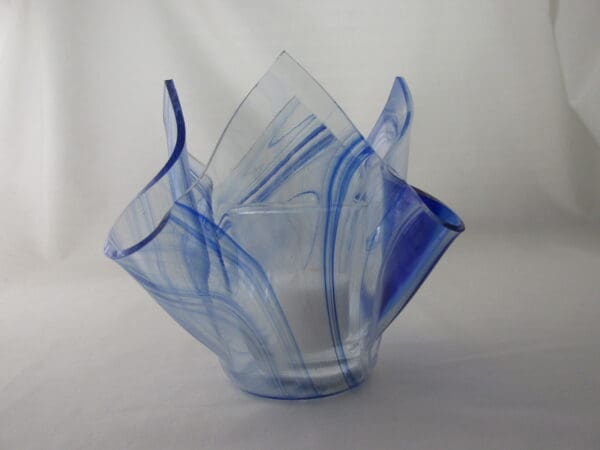 Blue & White Streaky Baroque Tall Votive Holder - Image 4