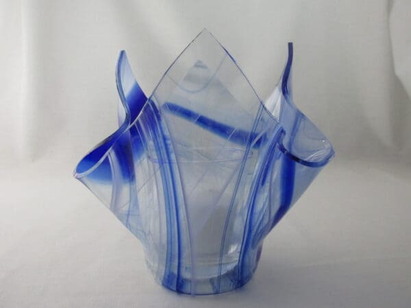 Blue & White Streaky Baroque Tall Votive Holder - Image 3