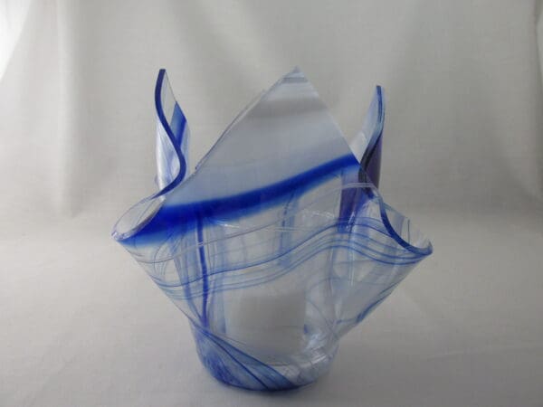 Blue & White Streaky Baroque Tall Votive Holder - Image 4