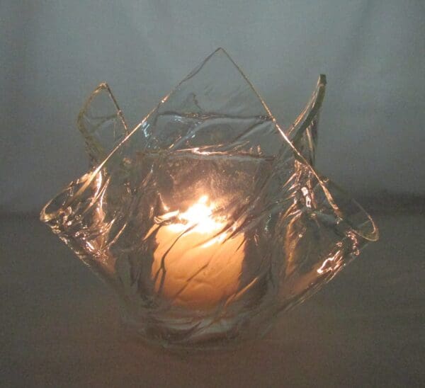 Clear Krinkle "Lotus" Votive Holder - Image 2