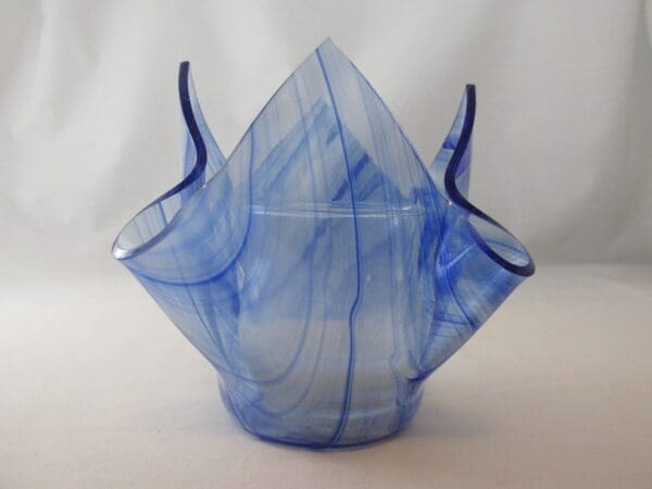 Blue & White Streaky Baroque Lotus Votive Holder