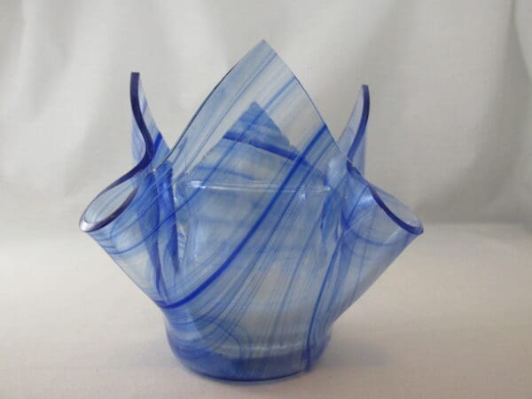 Blue & White Streaky Baroque Lotus Votive Holder - Image 3