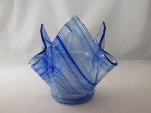 Blue & White Streaky Baroque Lotus Votive Holder - Image 2