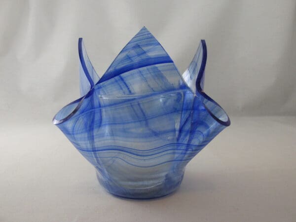 Blue & White Streaky Baroque Lotus Votive Holder - Image 4