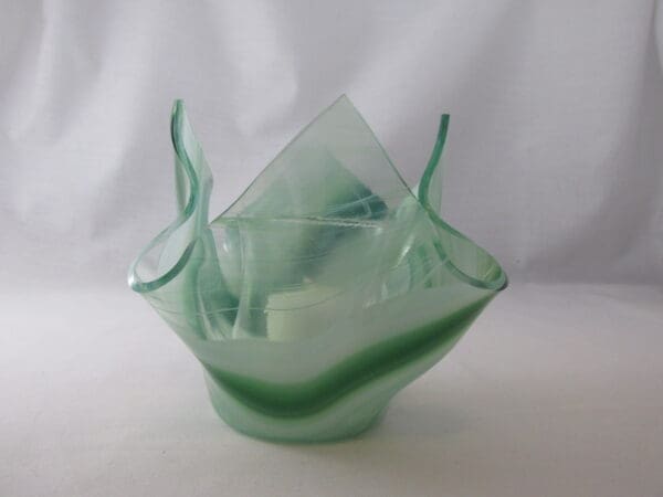 Dk Green & White Baroque Lotus Votive Holder