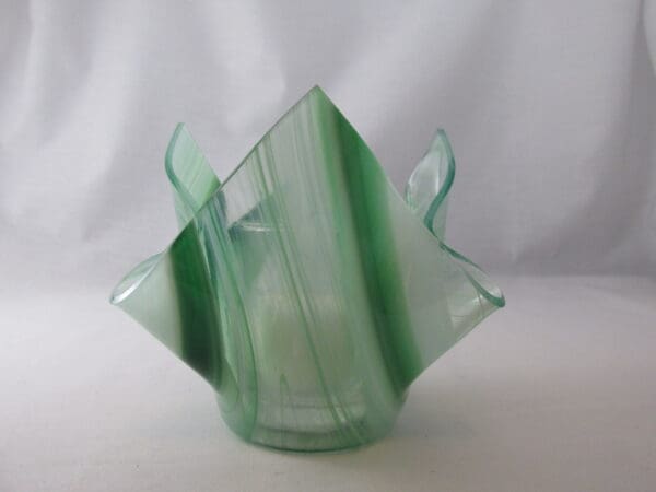 Dk Green & White Baroque Lotus Votive Holder - Image 3