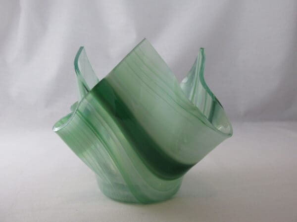 Dk Green & White Baroque Lotus Votive Holder - Image 2