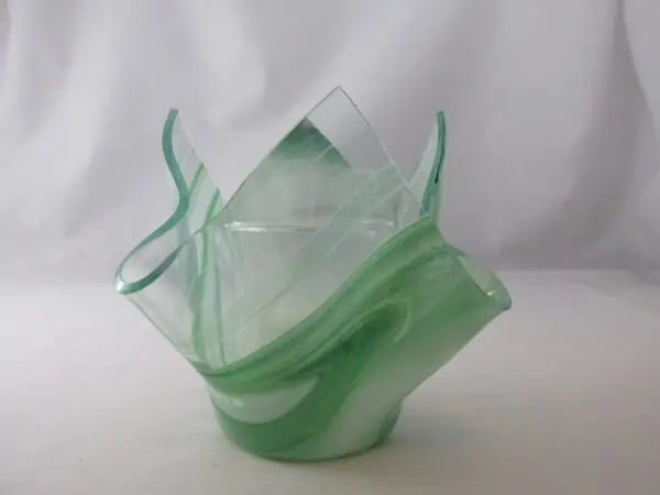 Dk Green & White Baroque Lotus Votive Holder