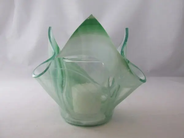 Dk Green & White Baroque Lotus Votive Holder - Image 2