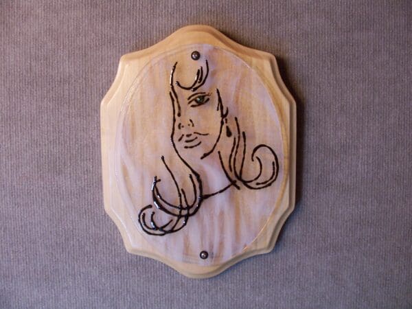 Girl's Face / Hair Liquid Painting on White Whisy Glass, Mounted - Image 2