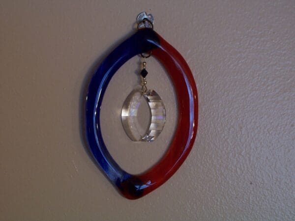 Red & Blue Oval sun catcher with Infinity Crystal - Image 4