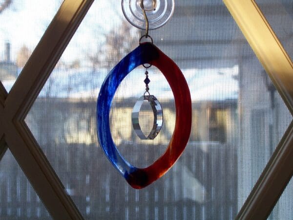 Red & Blue Oval sun catcher with Infinity Crystal - Image 3