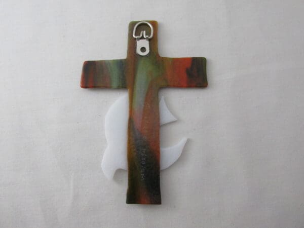 Layered Cross - Orange/Deep Forest Green Streaky, White Dove - Image 2