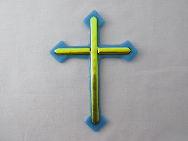 Layered Cross - Lt Cyan Blue, Dichroic Sizzlestix