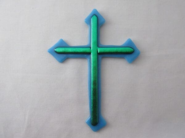 Layered Cross - Lt Cyan Blue, Dichroic Sizzlestix