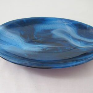 Copper Blue & White Streaky Oval Serving Dish