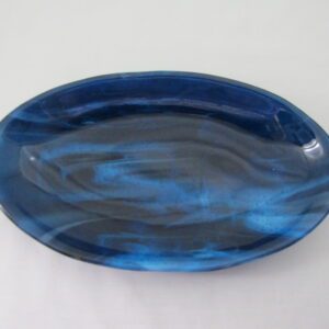 Copper Blue & White Streaky Oval Serving Dish