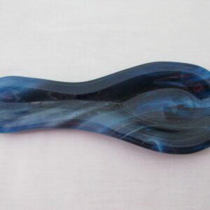 Blue swirled glass spoon-shaped dish