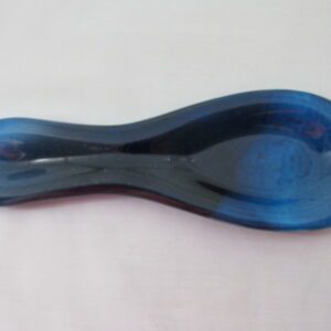 Curved cobalt glass spoon rest with glossy finish