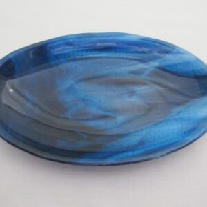 Copper Blue & White Streaky Oval Serving Dish