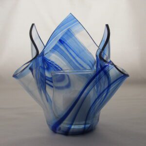 Blue swirled art glass vase