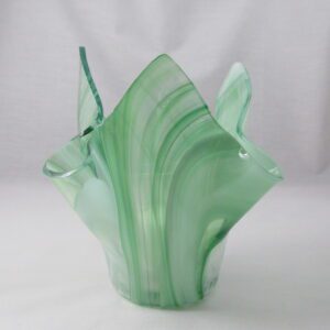 Translucent marbled light green fluted vase