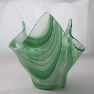 Dk Green & White Baroque Tall Votive Holder
