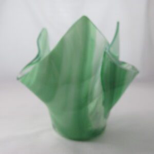 Dk Green & White Baroque Tall Votive Holder
